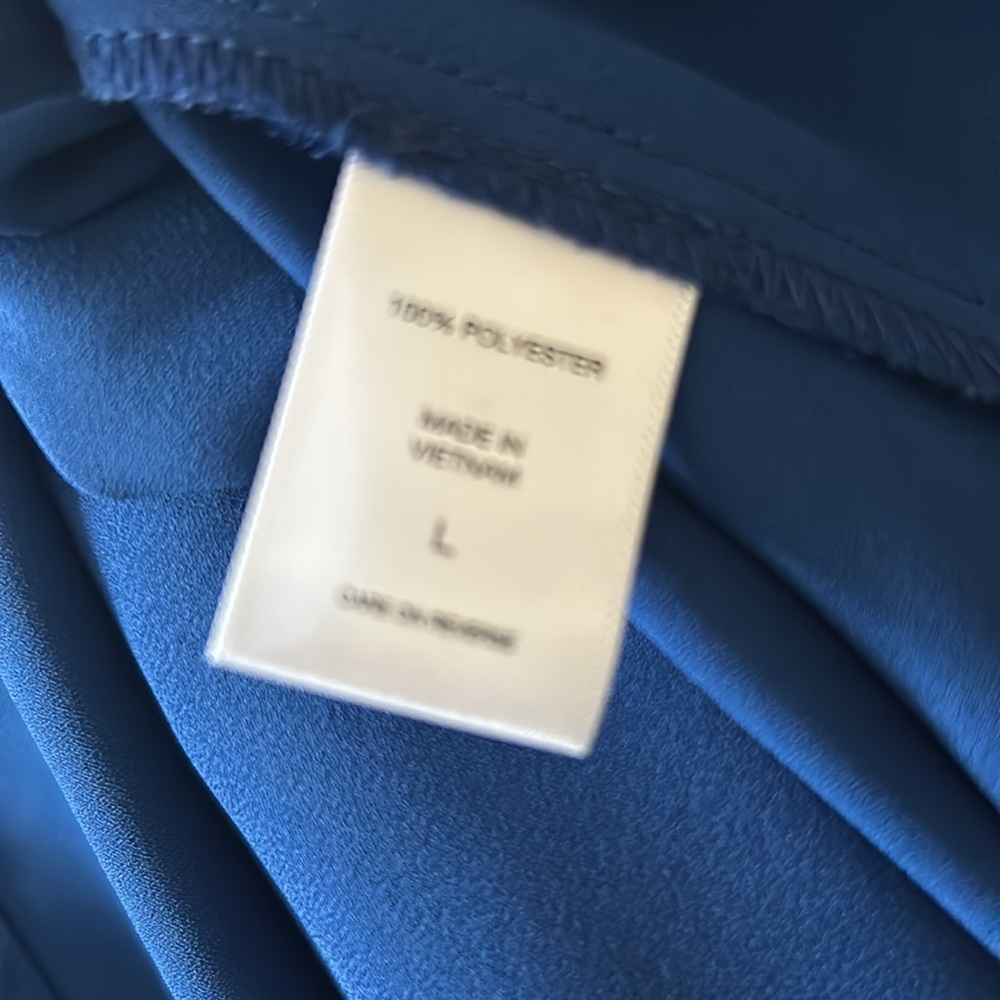 7th Ave NY & Co- blue light weight bow  blouse/ key hole tie. - Picture 6 of 6